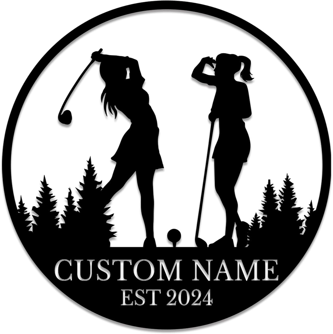 Personalized Custom Crossed Golf Metal Wall Art,Personalized Golfer Name Sign Decoration For Room,Hole Golf Club Decoration (Golf B)