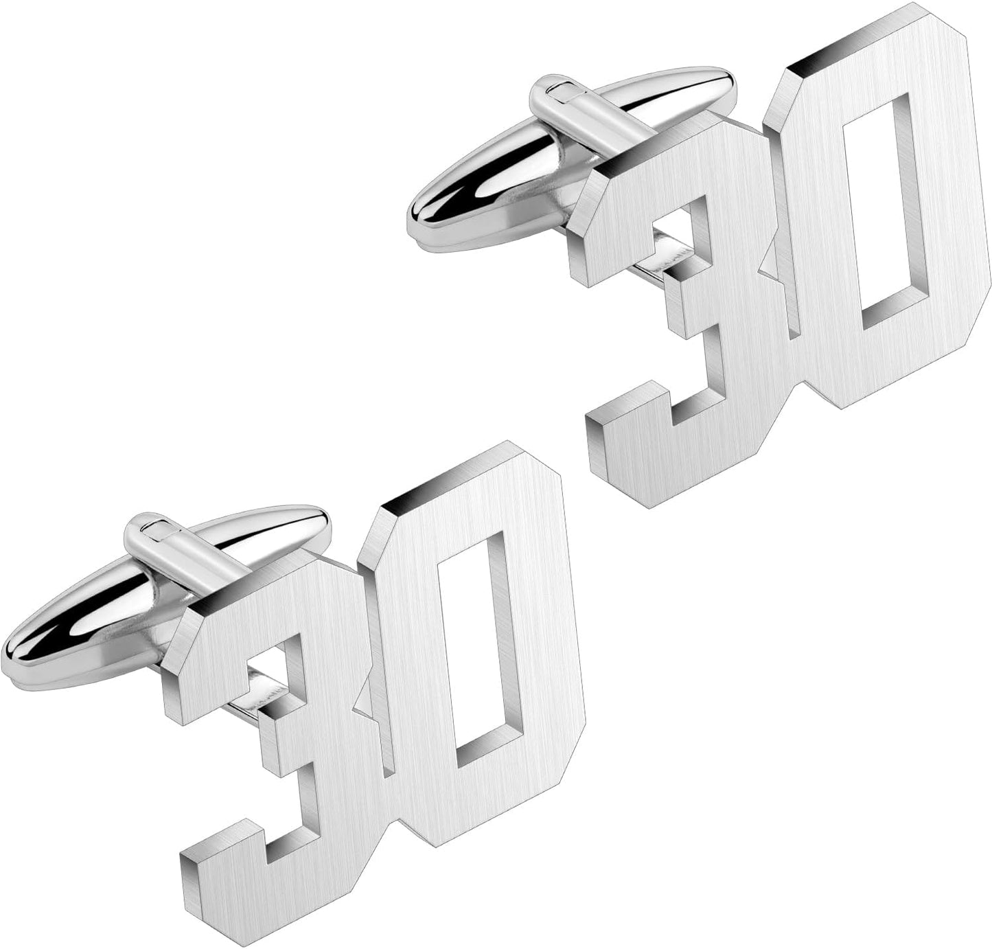 AMITER Mens Cufflinks with Number, Classic Silver Personalized Cuff Links for Men, Sport’s Day Casual or Formal Shirts