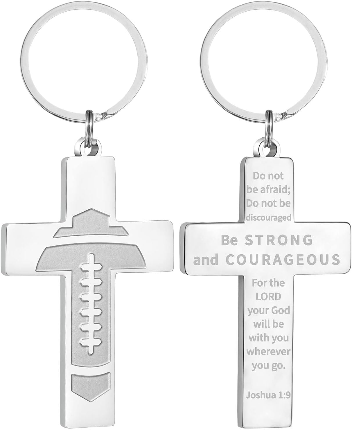Football/Baseball/Soccer/Basketball Cross Keychains for Men First Communion Baptism Confirmation,Mens Gifts