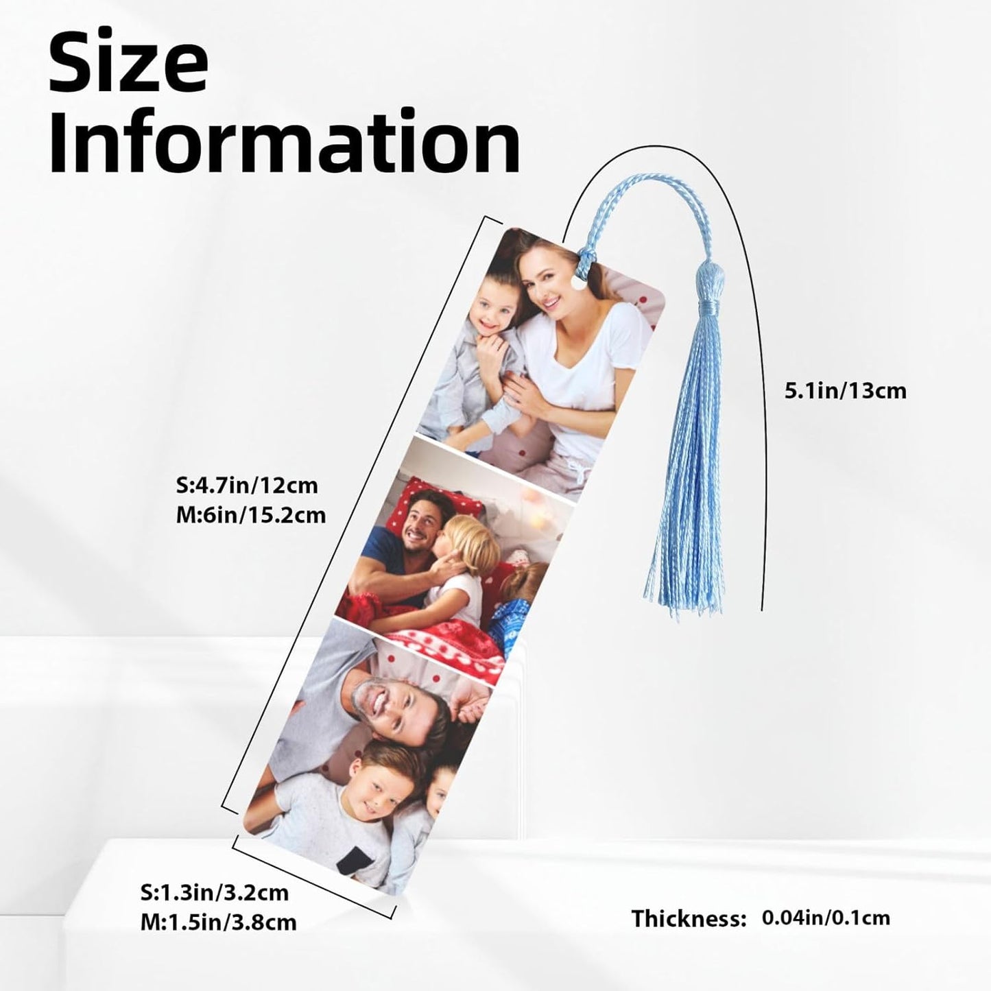 Custom Metal Bookmark, Personalized Double-Sided Bookmark with Text & Photo, Customizd Book Mark with Tassel for Book Lovers Women Men Birthday Christmas Anniversary Present