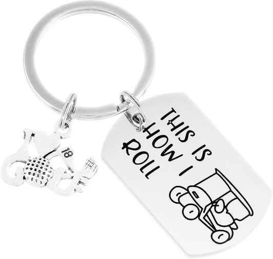Kivosliviz Golf Gift Golfer Keychain How I Roll Golfers Keychains Gift for A Golfer Lover