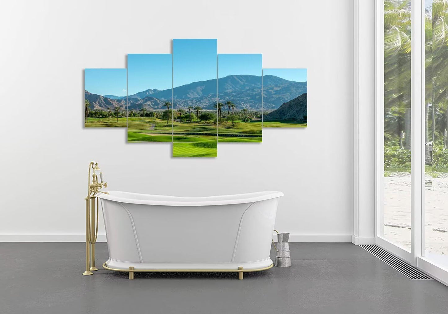 California Golf Course and Palm Tree Wall Art for Office Living Room Bedroom Home Decorations Gifts USA California Golf Course Pictures Framed Artwork Canvas Prints Ready to Hang(60''W x 40''H)