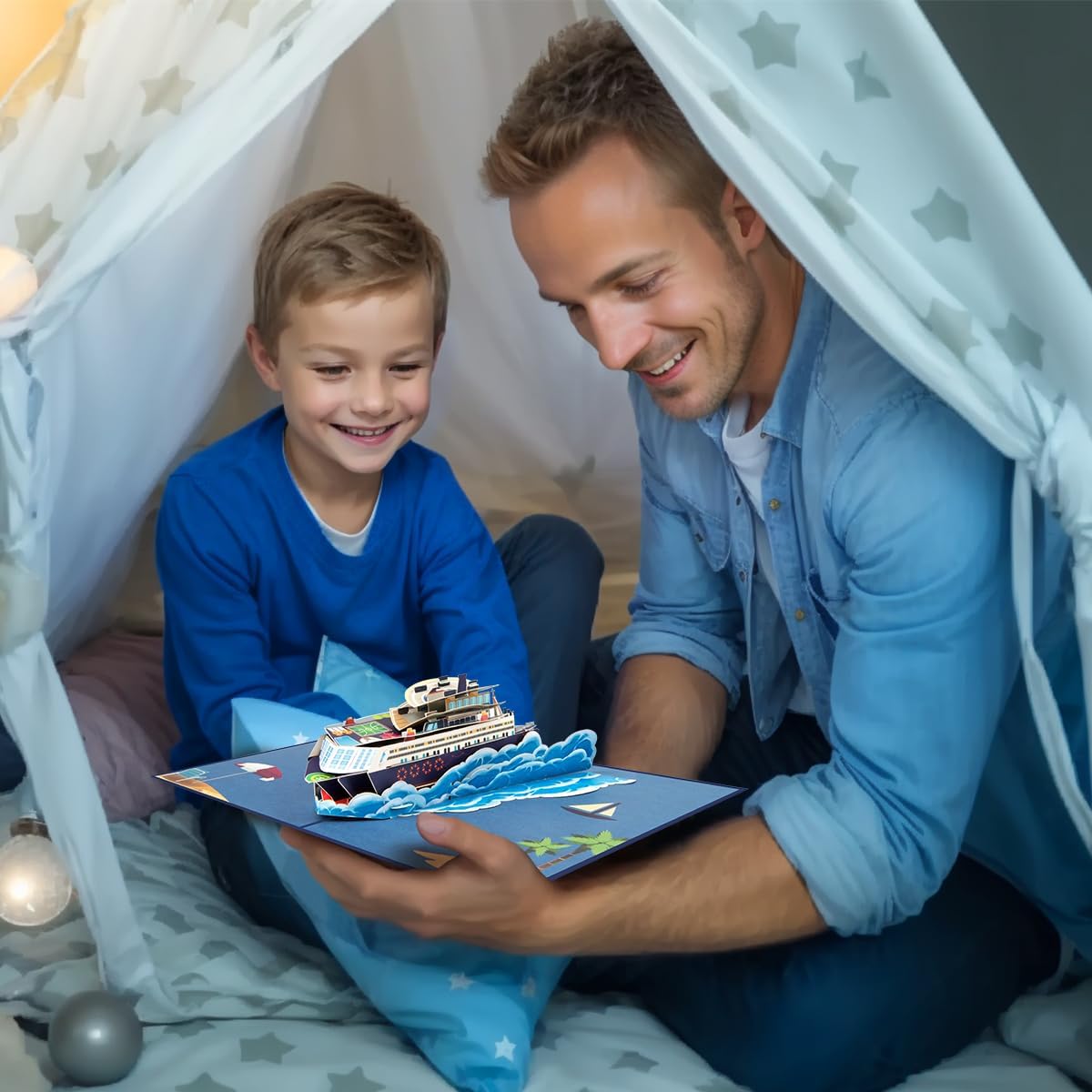 Cruise Ship Father's Day Card, Pop Up Birthday Card, Happy Anniversary Card, Pop Up Greeting Card for All Occasion with Envelope.