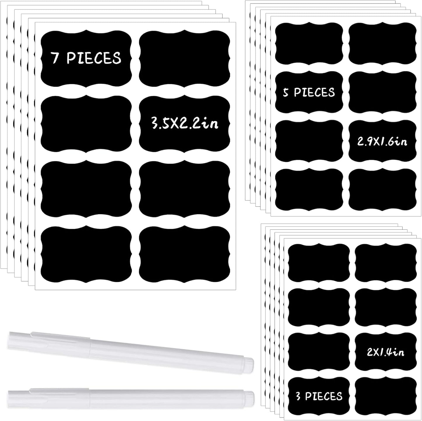 120 Pcs Chalkboard Labels for Storage Bins, Chalk Labels for Containers, Waterproof Mason Jar Labels, Reusable Chalk Labels for Mason Jar, Parties Decoration, Weddings, 2 Liquid Markers