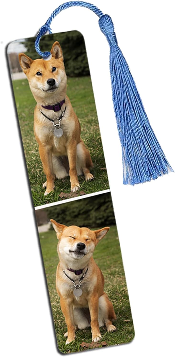 Custom Bookmark - Personalized Metal Bookmarks with Tassel, Customized Photo Color Picture Book Mark Gift for Women Men Readers Kids Book Lover Teacher Classmate Christmas Valentine's Day