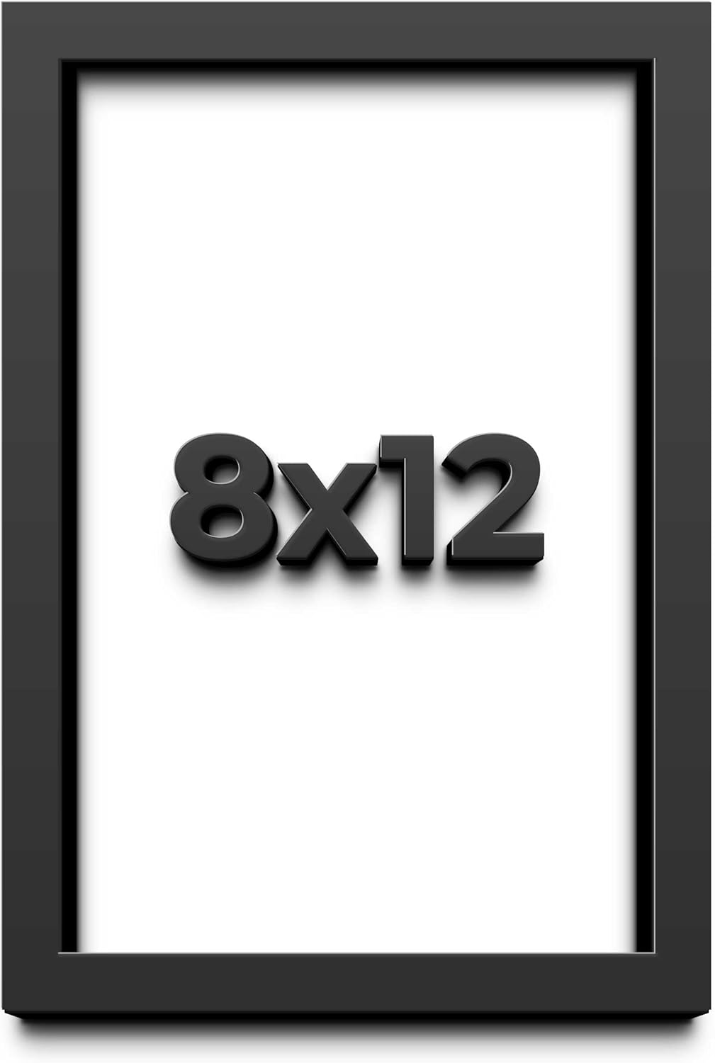 CountryArtHouse 8x12 Shadow Box Black Solid Wood Display Picture Frame with White Acid-Free Backing UV Acrylic & Hanging Hardware - with 3/4" Usable Depth