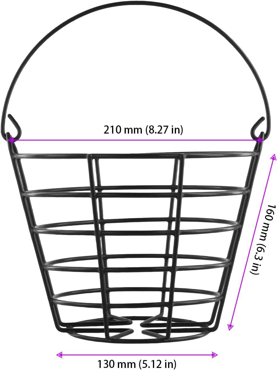 HAKZEON 2 PCS Stainless Metal Golf Ball Basket, Holds 100 Balls Golf Ball Container Bucket, Golf Container with Handle