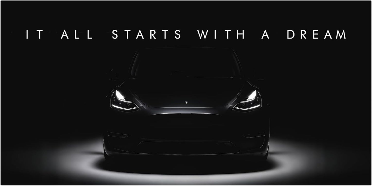 Motivational Wall Art for Office, Super Car Art Canvas, Inspirational Automotive Decor for Tesla Model Y Performance Sportscar Lovers, Motivational Wall Decor for Home, Car Poster (15" x 30" in)
