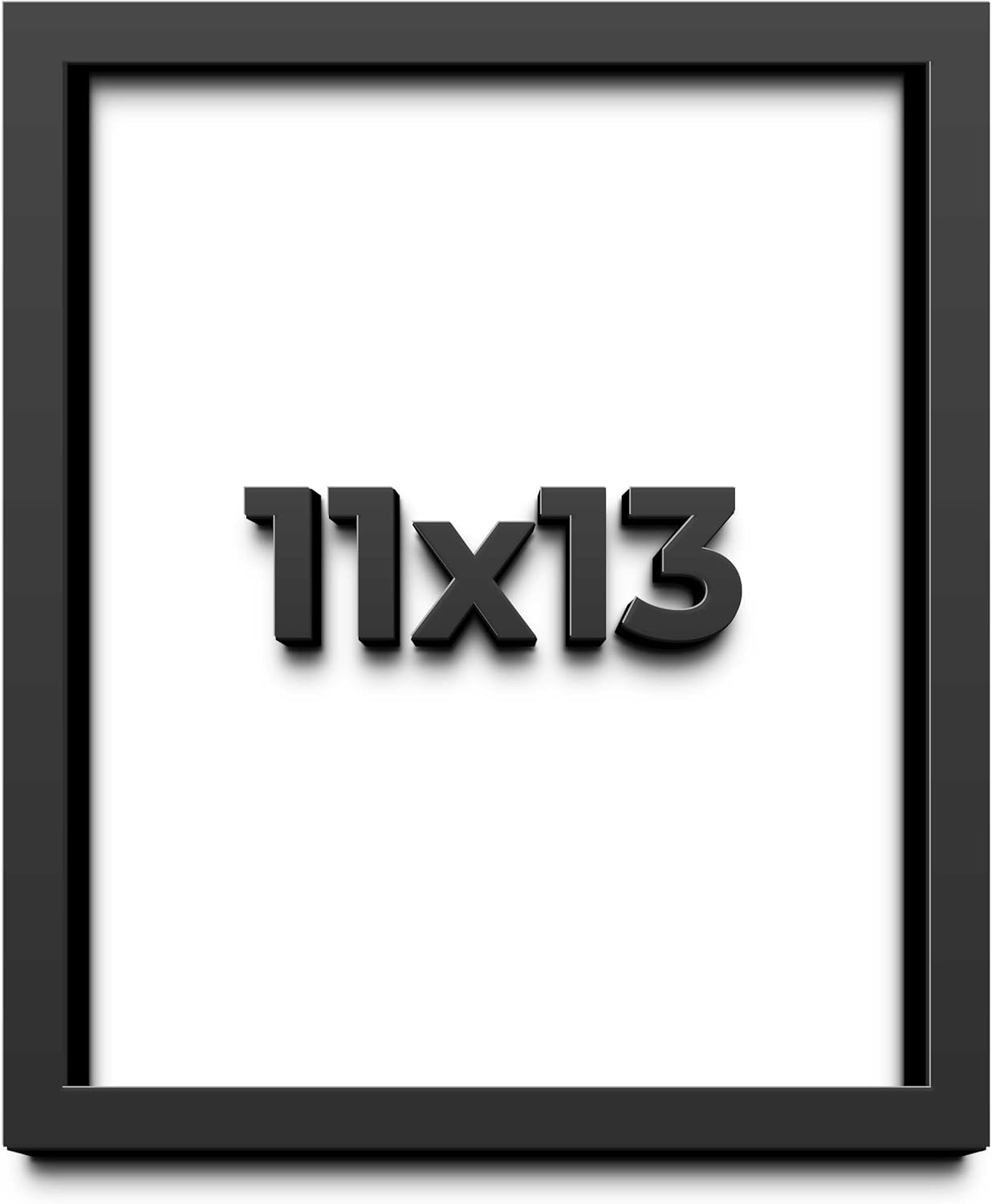 11x13 Shadow Box Black Solid Wood Display Frame with White Acid-Free Backing UV Acrylic & Hanging Hardware - with 3/4" Usable Depth