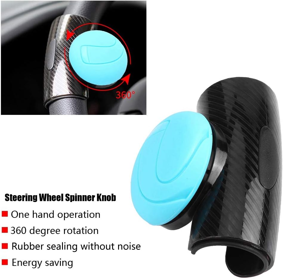 KIMISS Car Steering Wheel Knob Handle Ball, Universal Steering Wheel Booster Black, Blue(light blue)