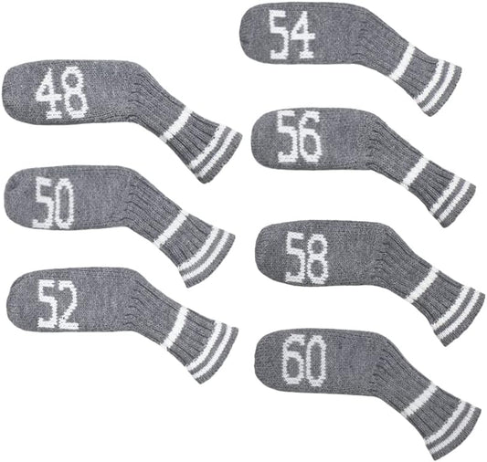Scott Edward 1/7/10 Pcs Knitted Golf Club Head Covers for Irons Wedge Cuteness and Basically Socks Shape Washable Golf Club Head Protector on Classic Stripes Style，Double Sided Customization