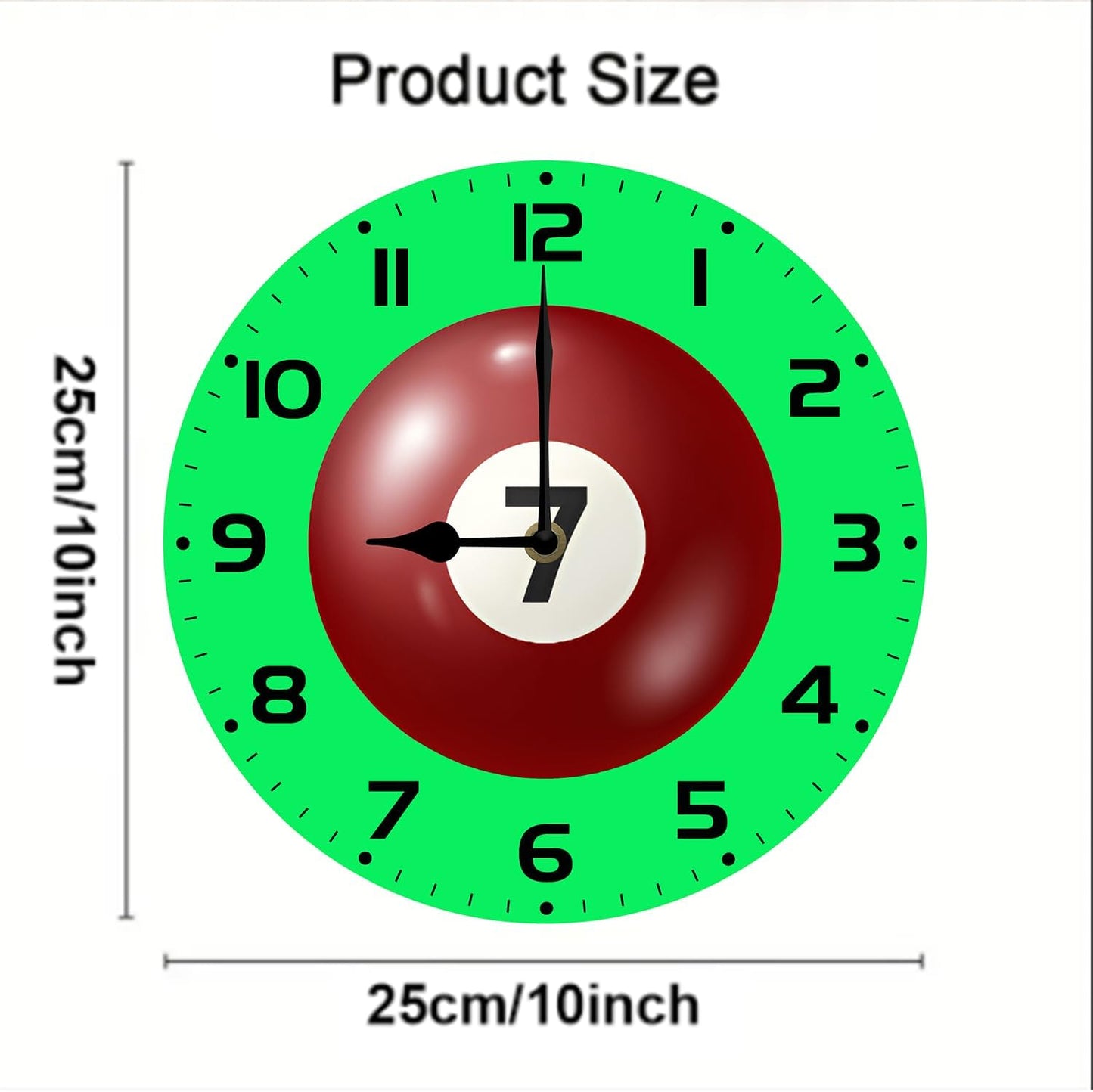 Soliyoahee Billiards Clock Round Wooden Wall Clock Home Decor Silent No Tick Battery Powered for Living Room Bedroom Kitchen Bathroom 10inch