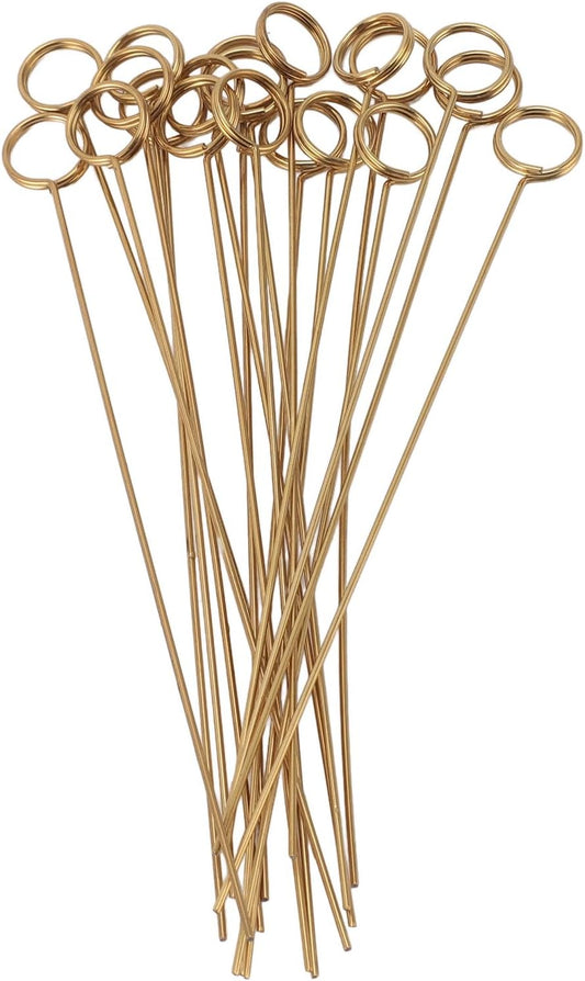 50Pcs Gold Metal Wire Card Holder, 6in Photo Memo Clips, Reusable Floral Picks Clips for Wedding Party Birthday Cake, Place Card Holder for Flower Arrangement (Round)