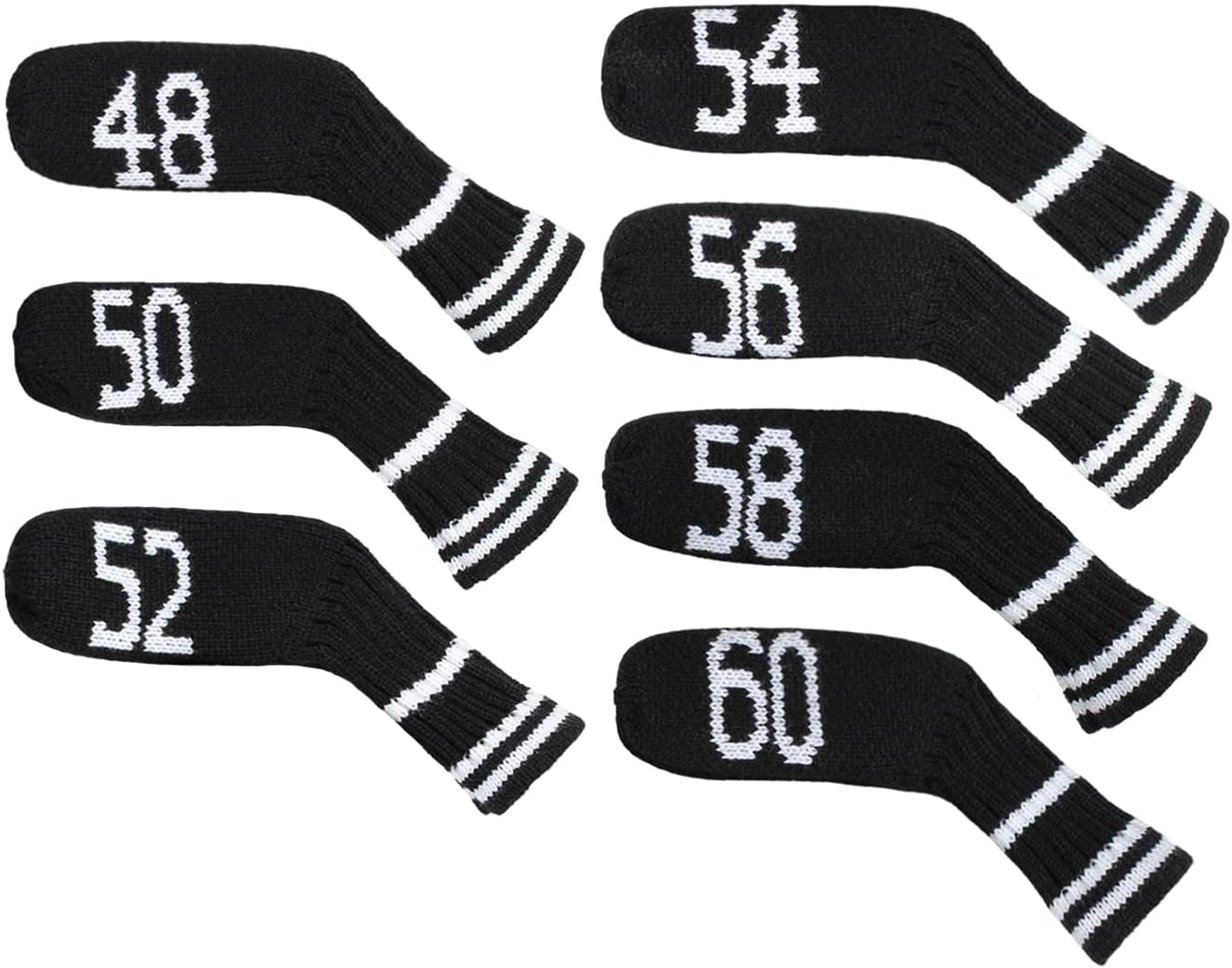 Scott Edward 1/7/10 Pcs Knitted Golf Club Head Covers for Irons Wedge Cuteness and Basically Socks Shape Washable Golf Club Head Protector on Classic Stripes Style，Double Sided Customization