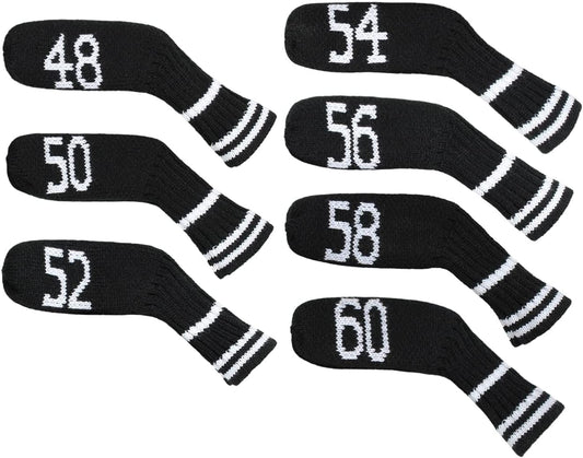 Scott Edward 1/7/10 Pcs Knitted Golf Club Head Covers for Irons Wedge Cuteness and Basically Socks Shape Washable Golf Club Head Protector on Classic Stripes Style，Double Sided Customization