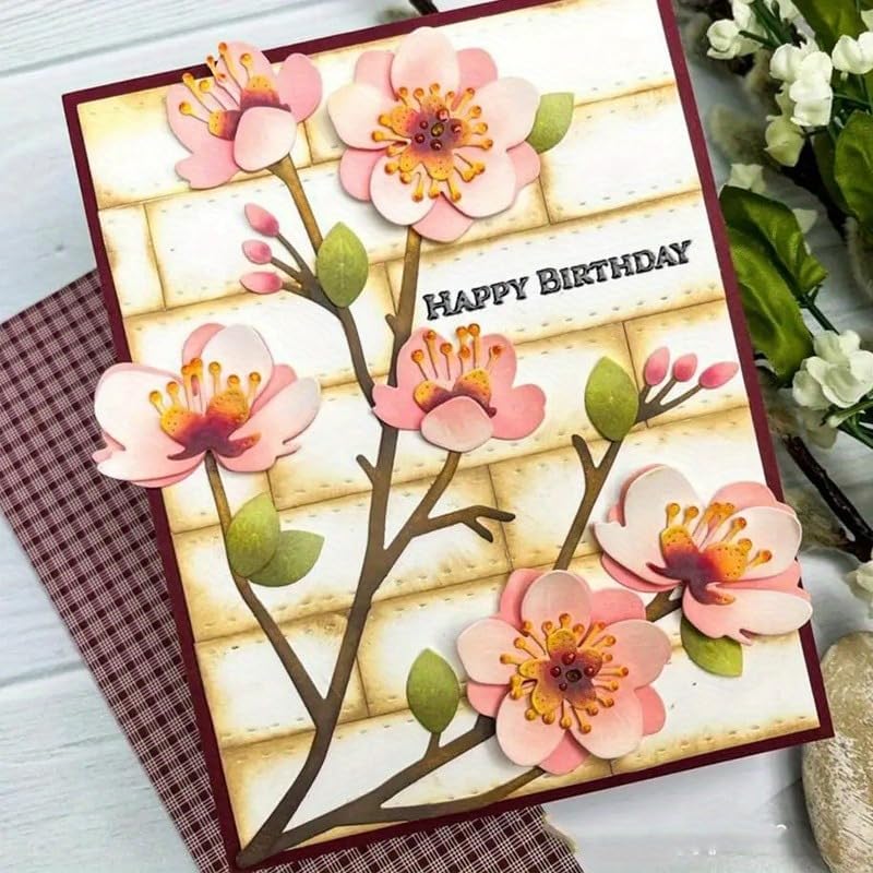 Flowers Metal Cutting Die for Scrapbooking - Cut Stencils for DIY Scrapbook Photo Album Decorative Paper Card, Card Making Supplies, Stencils & Crafting Die Cut (Plum Blossom 5.8 x 3.7 in)