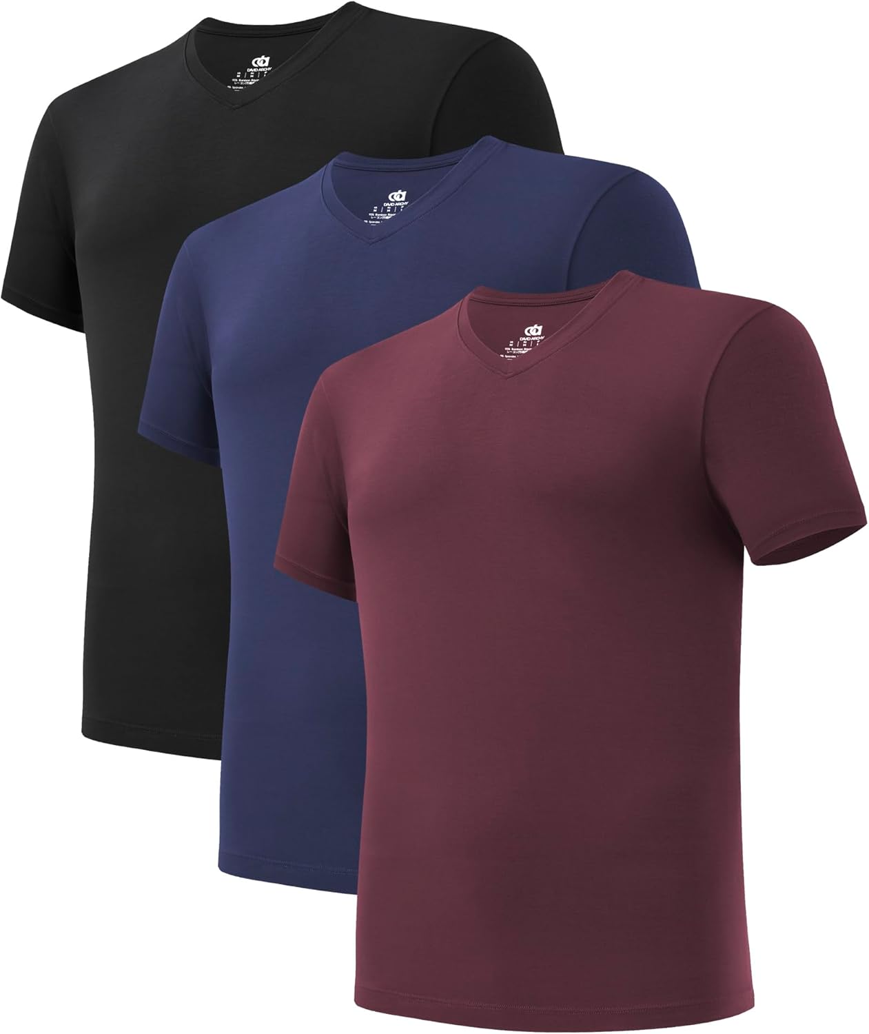 DAVID ARCHY Men's Undershirt Bamboo Rayon Moisture-Wicking V-Neck T-Shirts Stretch Tees for Men, 3 or 5 Pack