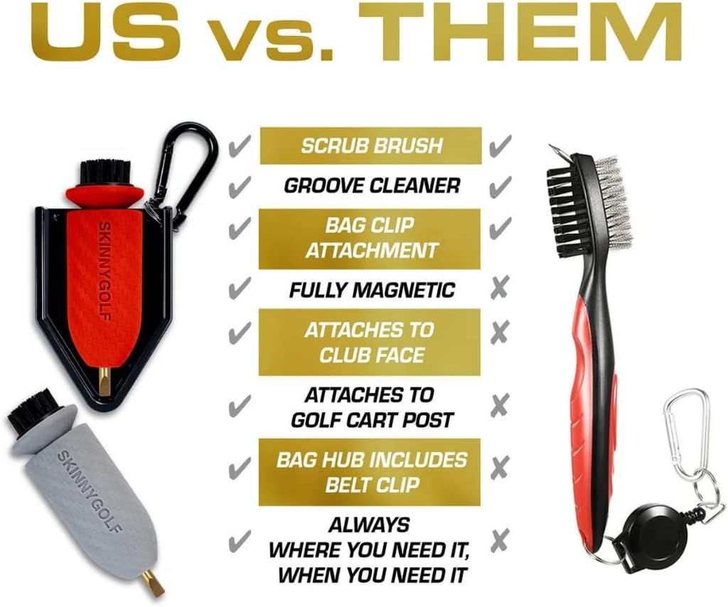 Magnetic Scrub Brush | The Ultimate Bag Accessory | Scrub Brush & Brass Tip Groove Cleaner | Clip to Belt
