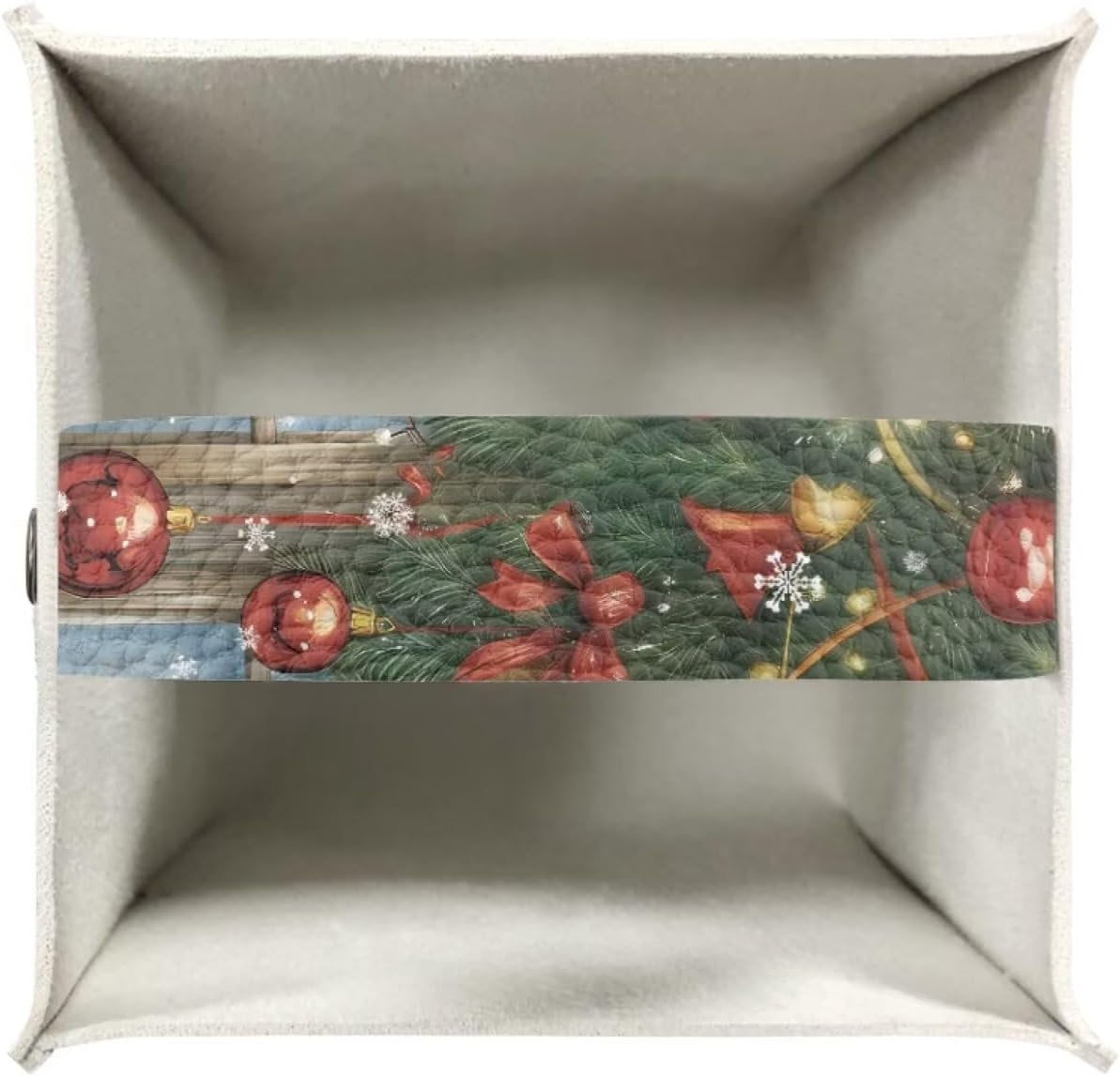 Christmas Tissue Box Cover Square Leather Tissue Cover 5x5x5 inch Facial Paper Box Holder Xmas Decorations for Desk Bathroom Vanity Countertop