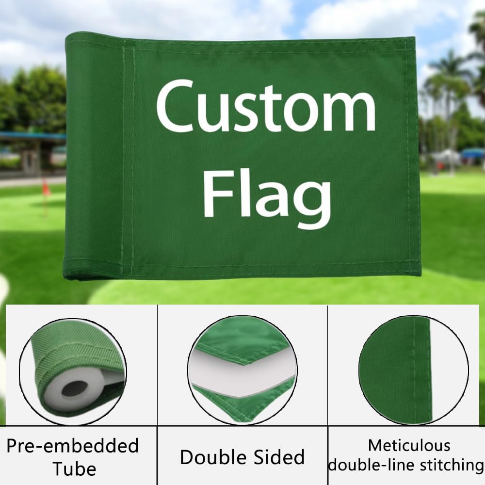 Custom Golf Flags Personalized Mini Pin Flag with Tube Inset Double Sided Flag for Backyard Garden-6x8inch