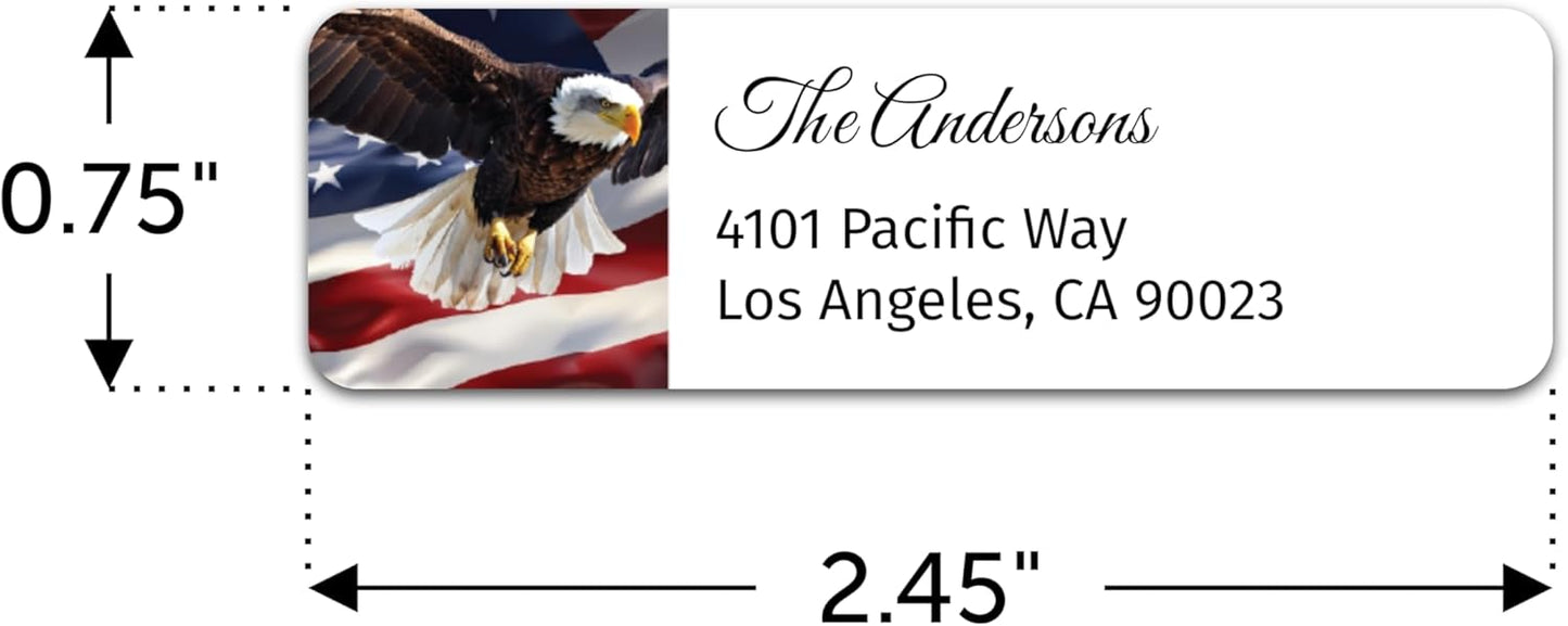 Personalized Patriotic Return Address Labels, Self-Adhesive Address Stickers on Sheets, 50-1000 Labels (Eagle)