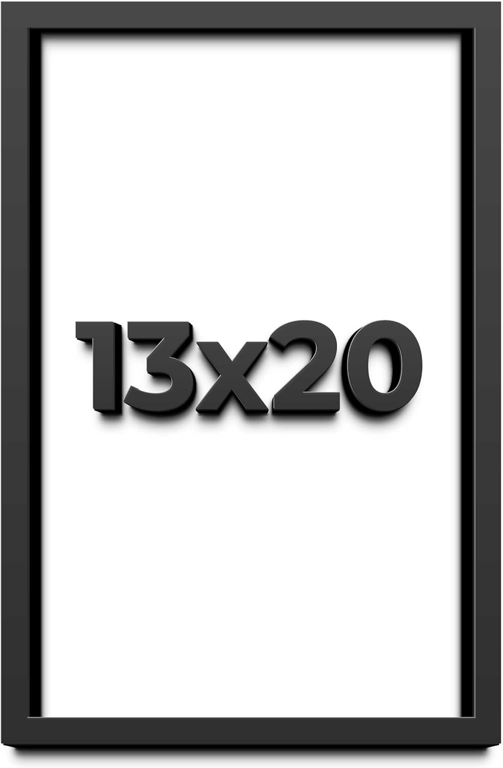 13x20 Shadow Box Black Solid Wood Display Frame with White Acid-Free Backing UV Acrylic & Hanging Hardware - with 3/4" Usable Depth