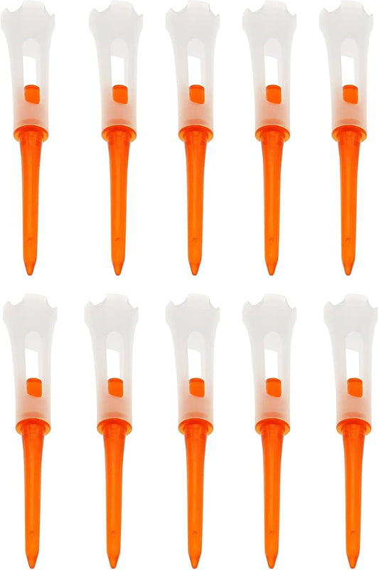 10 Pcs 3-1/4 Inch Plastic Golf Tees with 4-Prong Professional Performance Series Low Resistance Reduces Friction & Side Spin