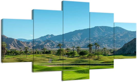 California Golf Course and Palm Tree Wall Art for Office Living Room Bedroom Home Decorations Gifts USA California Golf Course Pictures Framed Artwork Canvas Prints Ready to Hang(60''W x 40''H)
