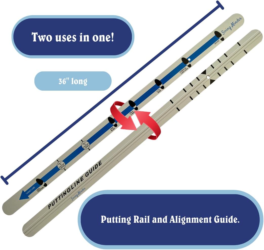 Swing Minder Putting Rail & Golf Stance Training Aid 2-in-1 | Golf Alignment & Putting Ruler 36 Inches with Carrying Case