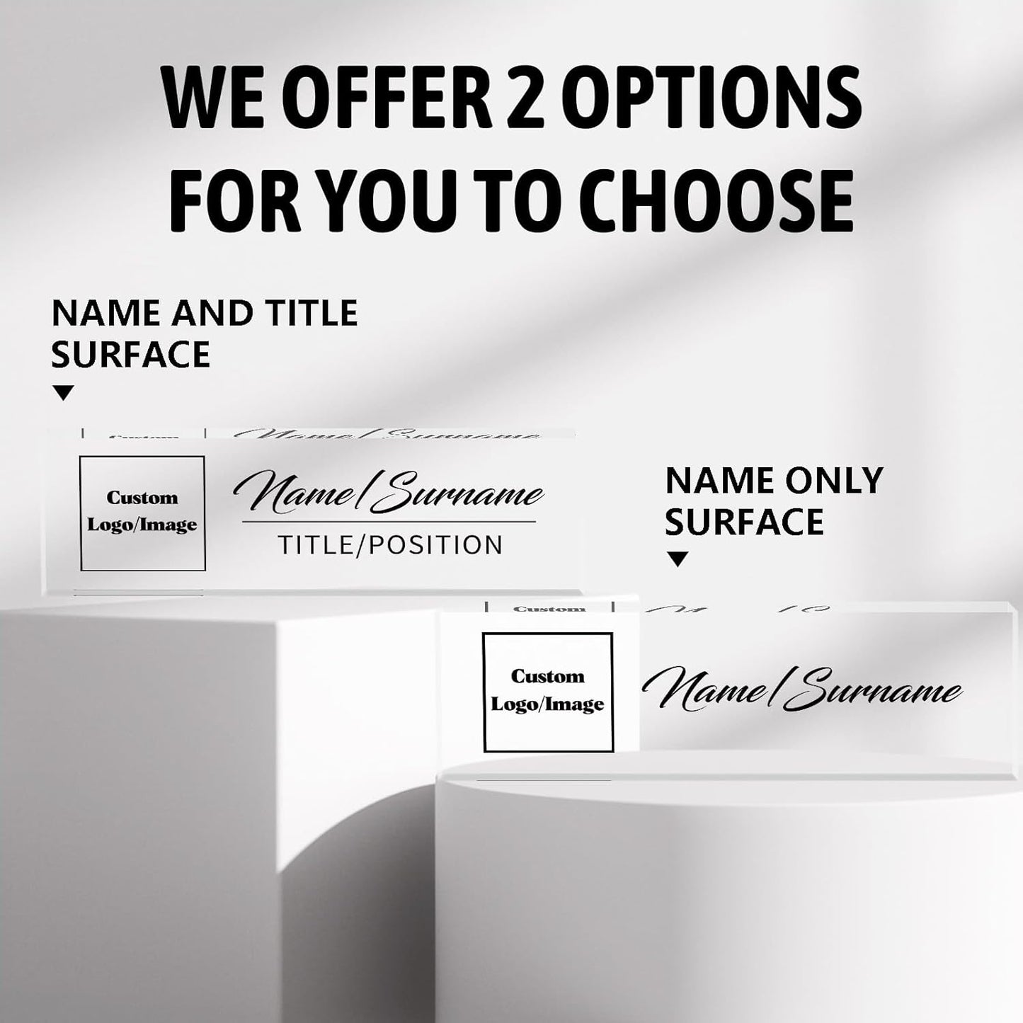 Personalized Name Plate for Desk Custom Acrylic Desk Name Plate Custom Employee Appreciation Gifts Office Gifts for Women, Men, Boss, Coworkers, Teacher, Nurse (Logo/Image)