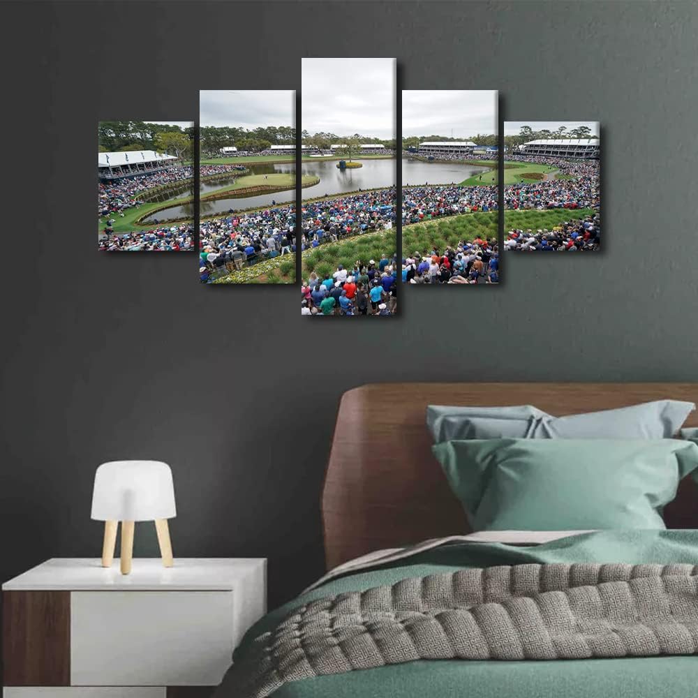 5 Panel American Florida Wall Art Canvas Prints TPC Sawgrass Golf Course Pictures Home Decor Mural Artwork for Living Room Bedroom Office Wall Decorations Painting Framed Ready to Hang - 60"W x 32"H