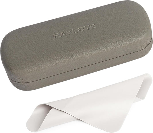 RayLove Glasses Case Hard Shell Eyeglass Case with Cleaning Cloth, PU Leather Protective Eye Glass Cases Fits Most Sunglasses