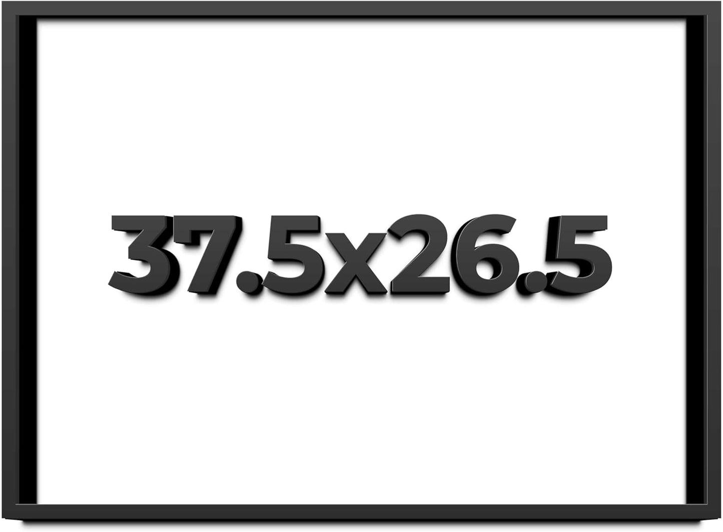 37.5x26.5 Shadow Box Black Solid Wood Display Frame with White Acid-Free Backing UV Acrylic & Hanging Hardware - with 3/4" Usable Depth