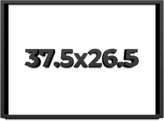 37.5x26.5 Shadow Box Black Solid Wood Display Frame with White Acid-Free Backing UV Acrylic & Hanging Hardware - with 3/4" Usable Depth