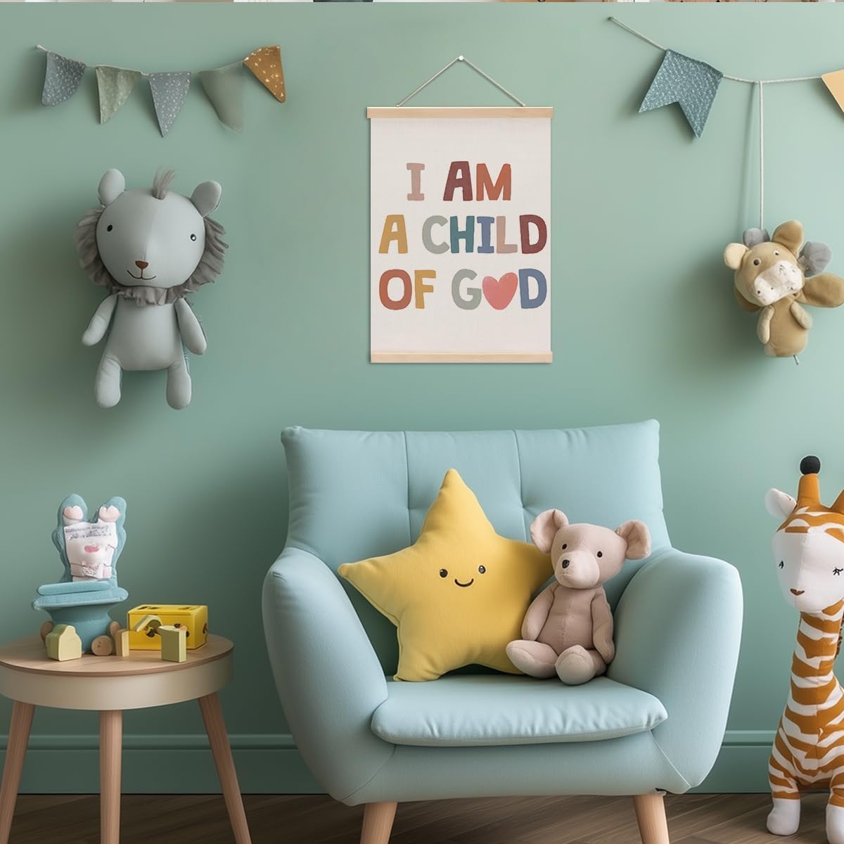 Christian Decor Boho Poster Hanger, Jesus Religious Wall Decor, Christian Gifts Bible Verse Spiritual Gifts Wall Art Wall Hanging Banner Farmhouse Church Bedroom Playroom Living Room Decor