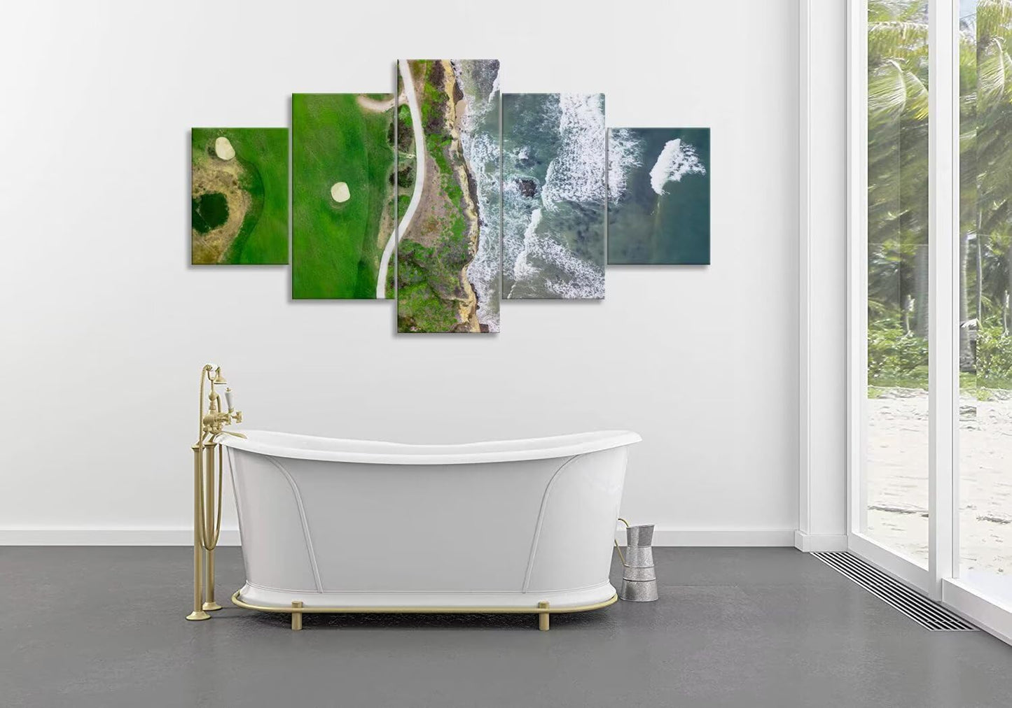 San Francisco California Golf Links Wall Art for Living Room Bedroom Bathroom Home Decorations Half Moon Bay Golf Links Pictures Posters Framed Artwork Canvas Prints Ready to Hang(60''W x 40''H)