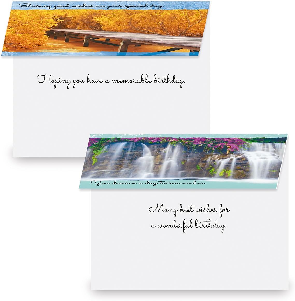Current Scenic Inspirations Happy Birthday Greeting Card Set - Value Pack of 20 Cards With White Envelopes, 10 Designs, Large 5" x 7" Assortment