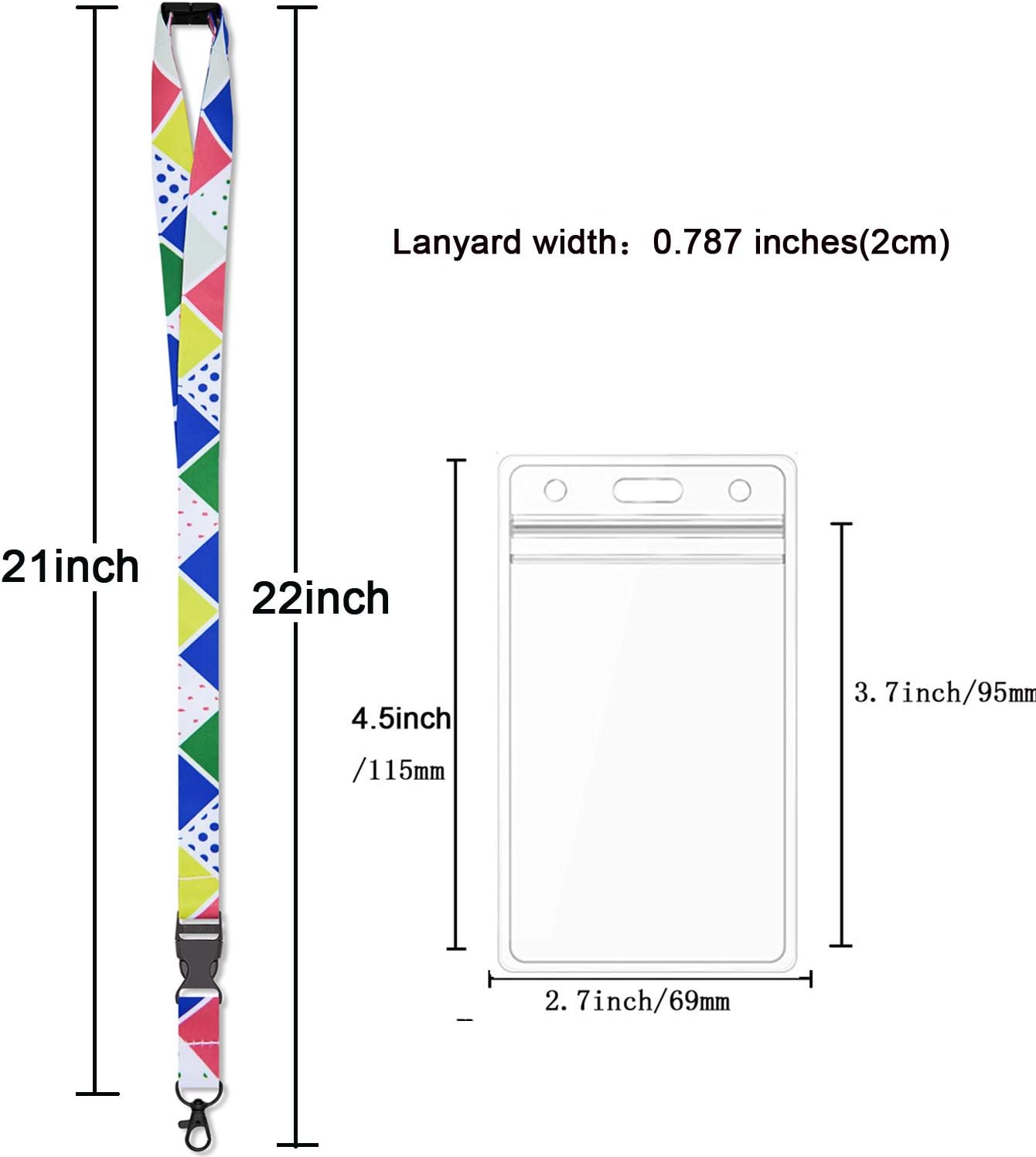 AMUU 5 Pack Adjustable Cruise Lanyards Quick Release with ID Badge Holder Vertical,Neck Office Breakaway Printing Lanyard,for Women Key Kids Ship Card