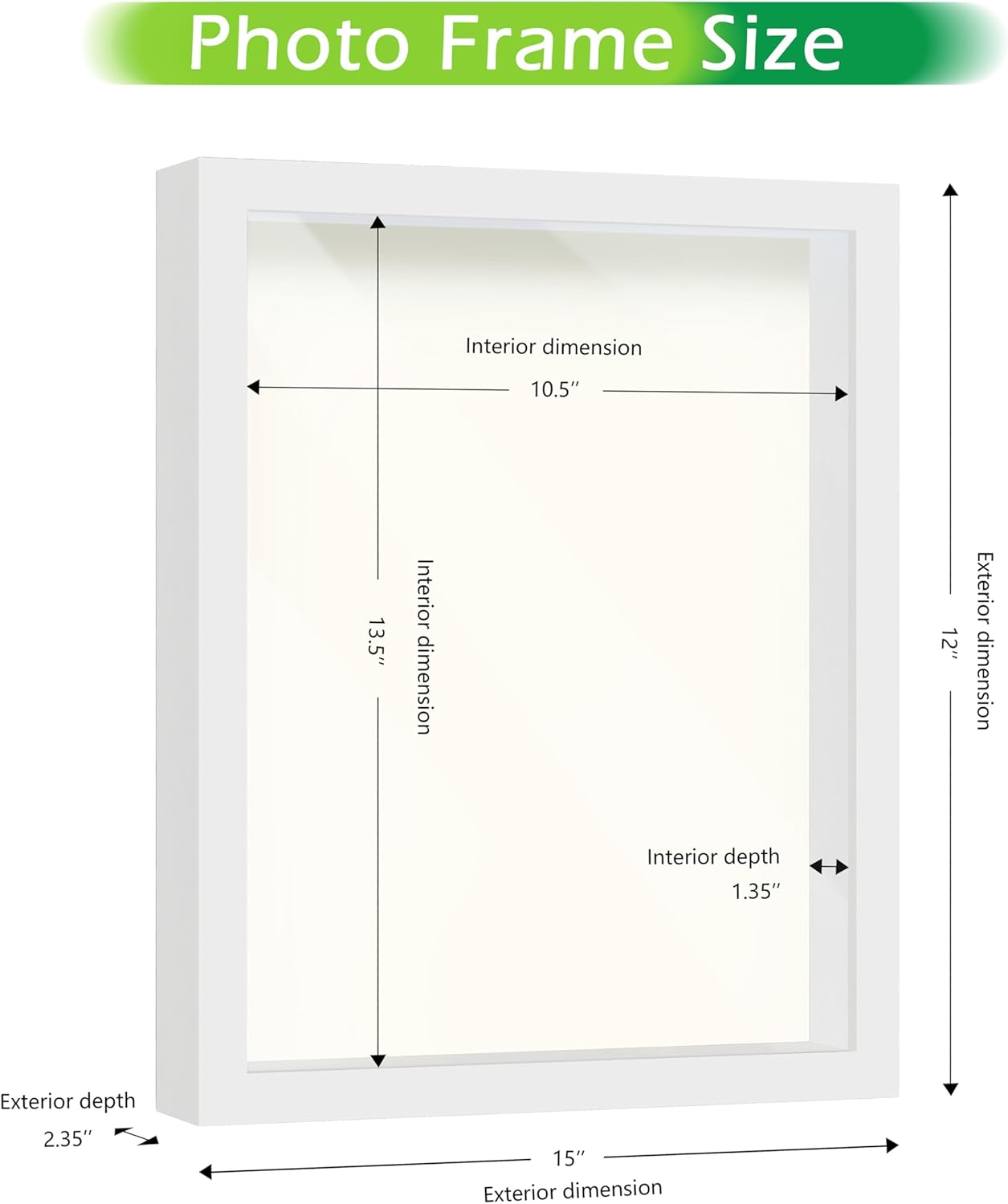 FrameWorks 11” x 14” White Wooden Shadow Box Frame – Display Case with Soft Felt Back, Memory Box with Tempered Glass, Display Box with Elegant White Ball Push Pins, Wooden Flower Box