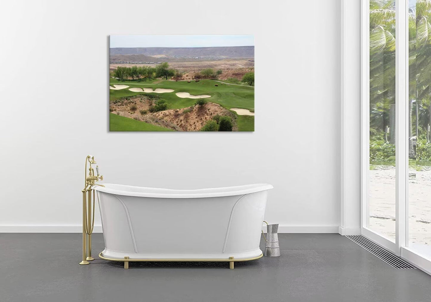 Nevada Mountains Golf Course Wall Art Golf Course Canvas Prints Wall Decor for Living Room Bedroom Bathroom Home Decorations Framed Artwork Ready to Hang(12''H x 16''W)
