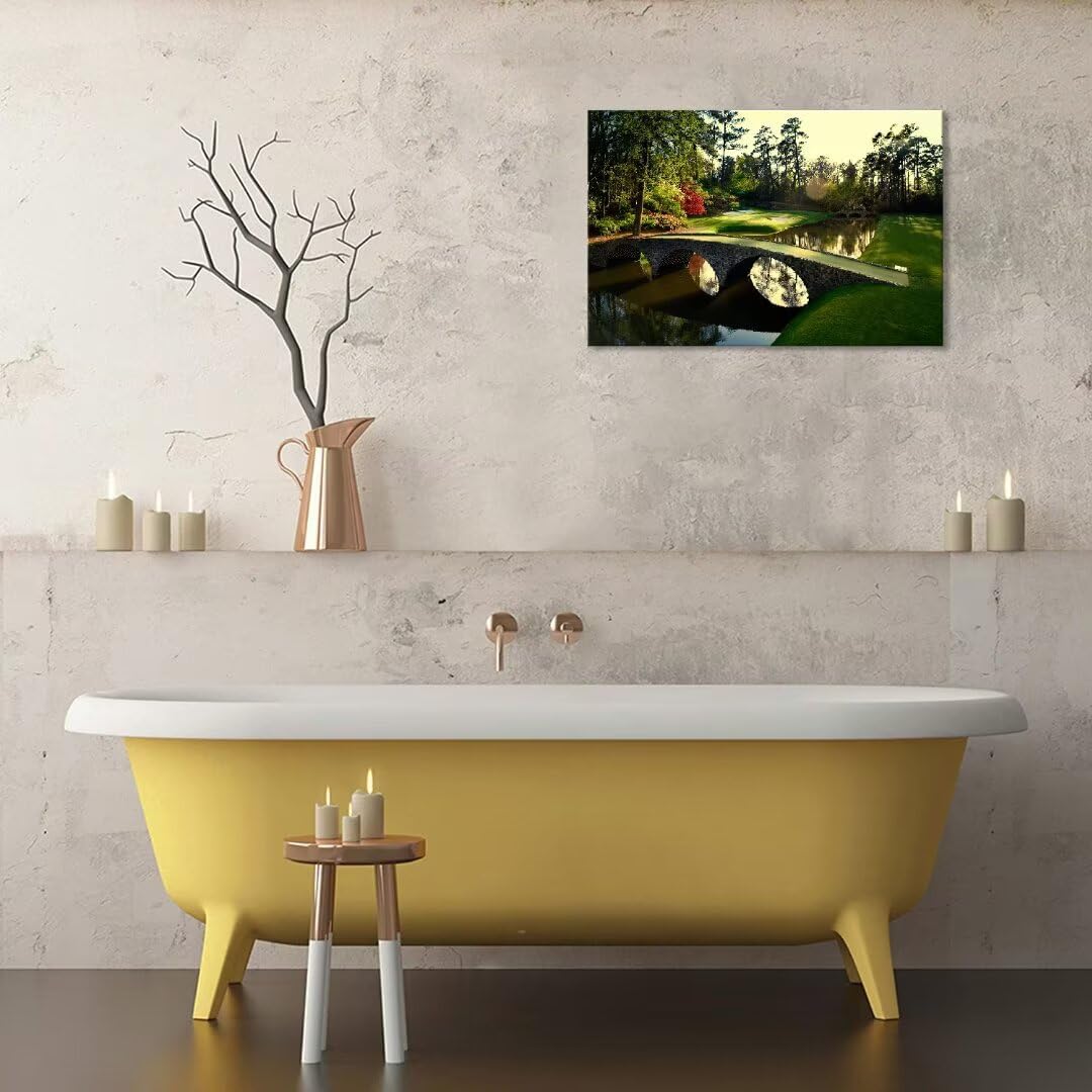 chenchenArt Augusta National Golf Course 12th Hole Wall Art Pictures Golf Club Wall Decor Office Decorations Canvas Artwork for Living Room Bedroom Framed Ready to Hang(18''H x 24''W)