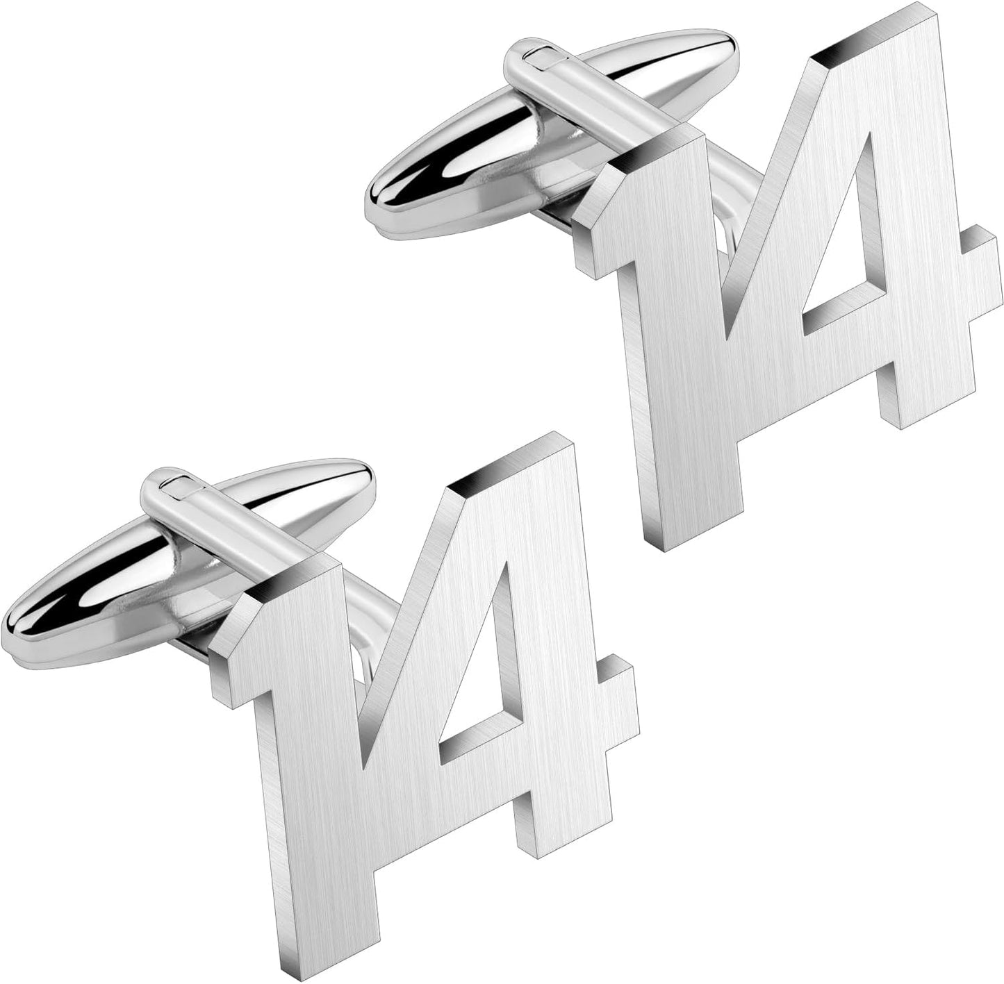 AMITER Mens Cufflinks with Number, Classic Silver Personalized Cuff Links for Men, Sport’s Day Casual or Formal Shirts