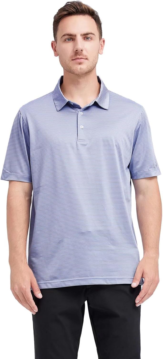 Golf Shirts for Men Dry Fit Short Sleeve Print Performance Moisture Wicking Polo Shirt