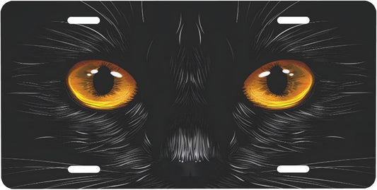 Animal Cat Eyes License Plate Funny Aluminum Front License Plates Decorative Waterproof Rust-Free Metal Car Plate Covers for Women Men Car Tag Accessories fit Truck SUV Rv 12 X 6 in