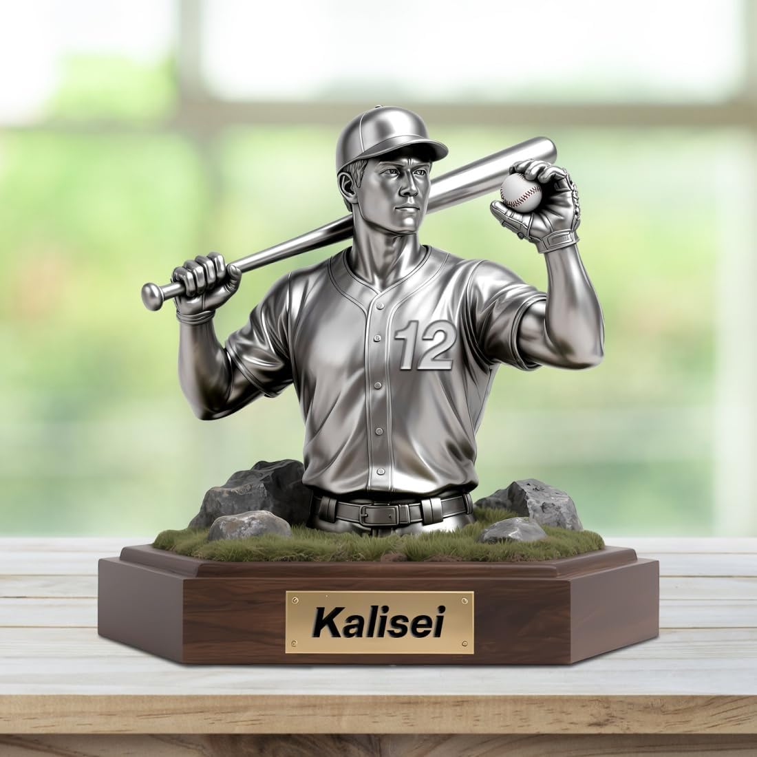 Personalized Baseball Acrylic Ornament Sign with Name Number Custom Baseball Player Flat Desk Sign Sports Lovers Acrylic Plaque Home Garage Men Cave Desk Decor Gifts for Birthday Christmas