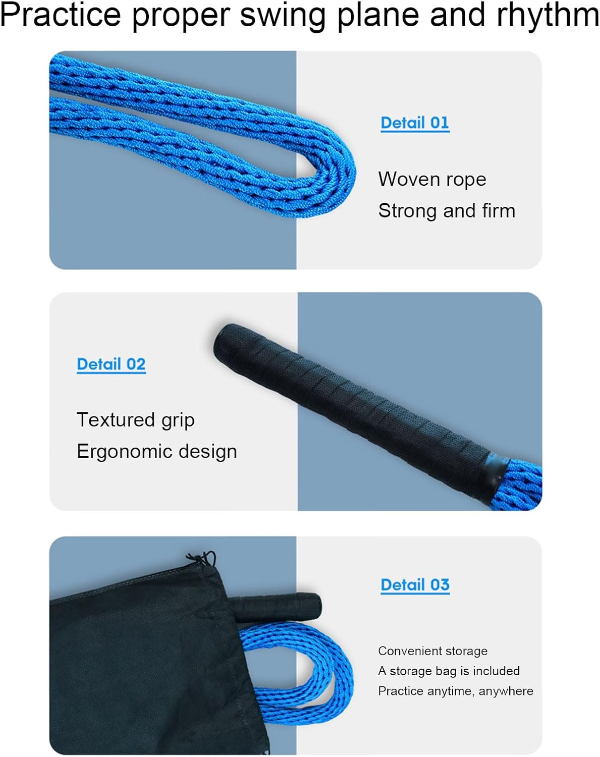 Golf Rope Swing Trainer,Improve Speed Accuracy Rhythm Golf Swing Training Aid for All Levels