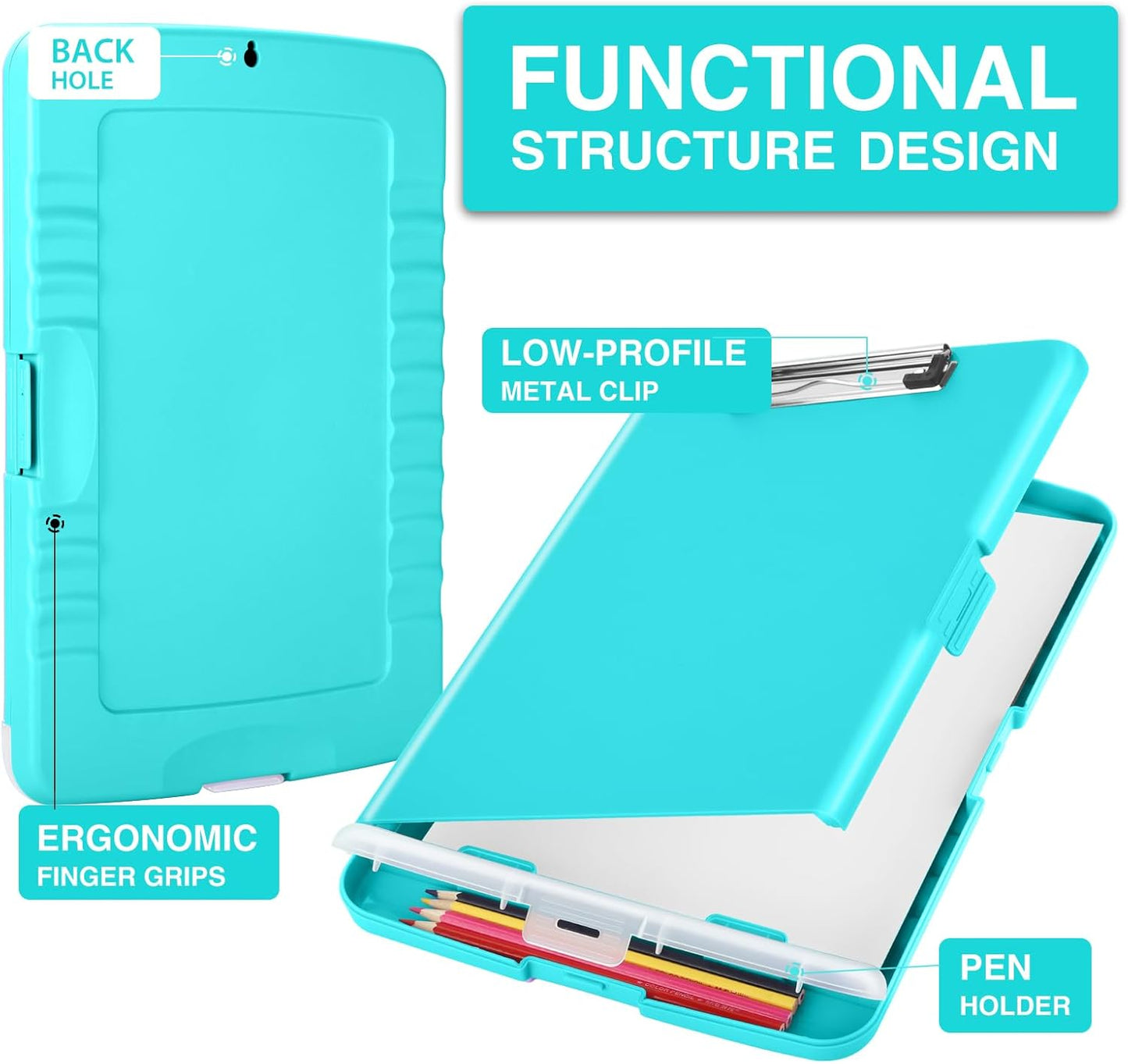 Sooez Clipboards with Storage, High Capacity Clip Boards 8.5x11 with Storage, Heavy Duty Nursing Clipboard Folder, Plastic Clipboard with Pen Holder for Women Teachers Work, School & Office Supplies