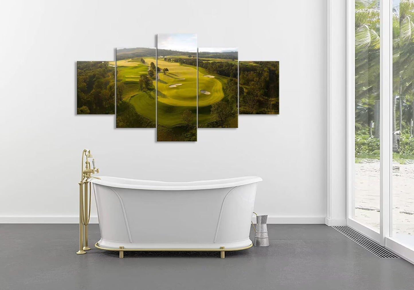 chenchenArt Payne's Valley Golf Course Wall Art Canvas Prints - Payne's Valley Golf Course Pictures Wall Decor for Living Room Bedroom Bathroom Home Decorations Framed Ready to Hang(60''W x 40''H)