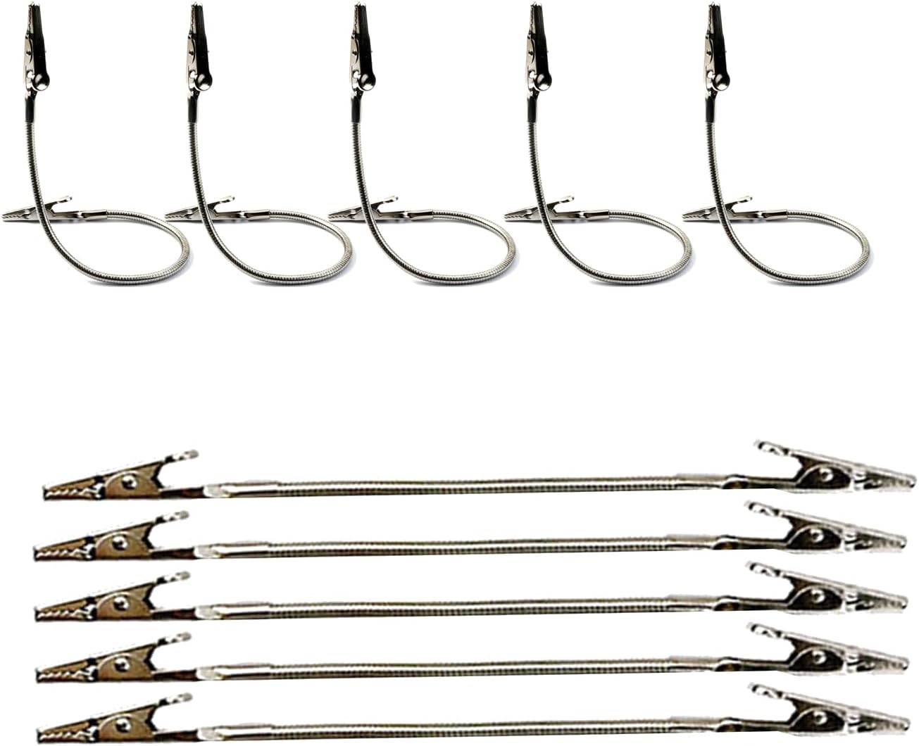 10-Pack Double-Headed Alligator Clip Holders Bendable Flexible Arms for Office Memos, Photos & DIY | Metal Double-Sided Design with Mini Prongs | 7.1 Inch Long Display Organizer
