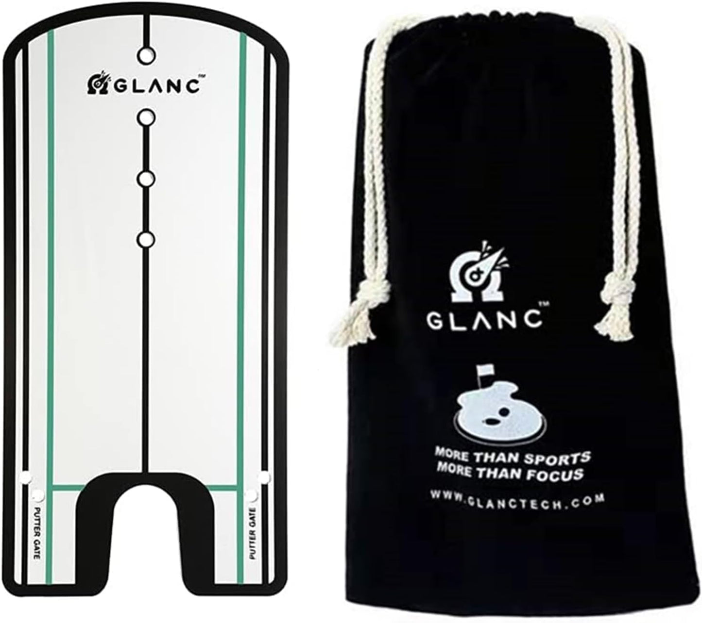 GLANC Golf Putting Alignment Mirror (12” x 6”), Putting Training Aids with Carry Bag for Indoor & Outdoor Use, Trainer Putting Practice Mirror for Improving Technique Accuracy Posture